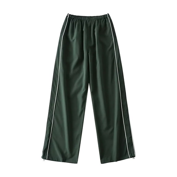 Sngxgn Womens Pants Casual High Waisted Straight Leg Pants Loose Trousers Pants with Pockets(Green,S)