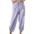 thumbnail image 1 of Sngxgn Womens Pants with Pockets Straight-Leg Loose Comfy Drawstring Lounge Running Long Active Casual Sweatpants(Purple,S), 1 of 8