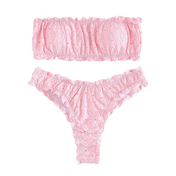 Sngxgn Womens Scoop Neck Cut Out Front High Cut Swimsuit(Pink,M)