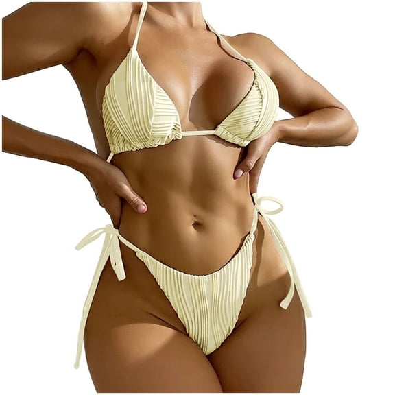 Sngxgn Womens Scoop Neck Cut Out Front High Cut Swimsuit(Yellow,XL)