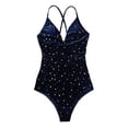 thumbnail image 1 of Sngxgn Womens Scoop Neck Cut Out Front Lace Up Back Swimsuit(Black,S), 1 of 6