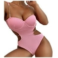 thumbnail image 1 of Sngxgn Womens Scoop Neck Cut Out Front Lace up Back Swimsuit(Pink,M), 1 of 8