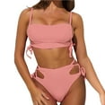 thumbnail image 1 of Sngxgn Bikini Set for Women Two Piece Bathing Suits High Waisted Square Neck Cutout Adjustable Straps(Pink,S), 1 of 5