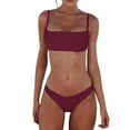 thumbnail image 1 of Sngxgn Womens Scoop Neck Racerback High Waisted Bikini Sets Two Piece Swimsuit Tummy Control Bathing Suit(Red,S), 1 of 5
