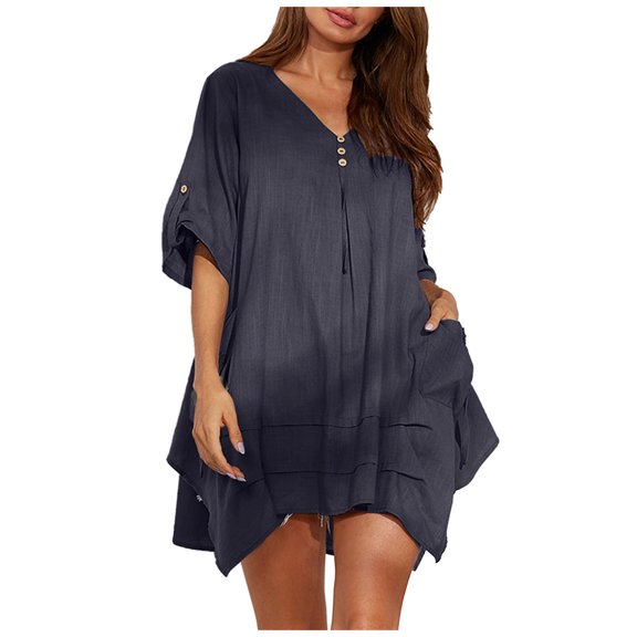 Sngxgn Womens Short Sleeve Round Neck Shirts Summer Fashion Basic Tee(Navy,XL)