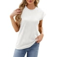 thumbnail image 1 of Sngxgn Womens Short Sleeve Round Neck Shirts Summer Fashion Basic Tee(White,XXL), 1 of 6