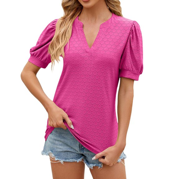 Sngxgn Womens Short Sleeve T-Shirt Casual Loose Fit Tank Tops(Hot Pink,XXL)