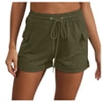 thumbnail image 1 of Sngxgn Womens Shorts Casual Elastic High Waisted Wide Leg Shorts Knee Length Summer Shorts with Pockets(Green,XL), 1 of 7