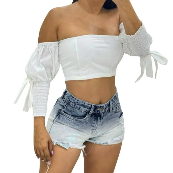 Sngxgn Womens Shorts Cotton High Elastic Waist Pleated Ruffle Shorts Beach Flowy Casual Shorts(Blue,S)