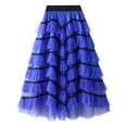 thumbnail image 1 of Sngxgn Womens Skirts Elastic Waist A-Line Pleated Long Skirts(Blue,One Size), 1 of 6