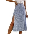 thumbnail image 1 of Sngxgn Womens Skirts Elastic Waist A-Line Pleated Long Skirts(Blue,XL), 1 of 9