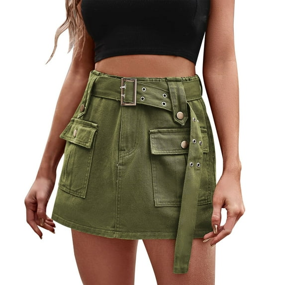 Sngxgn Womens Skirts Elastic Waist A-Line Pleated Long Skirts(Green,L)