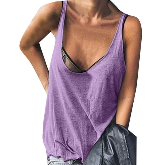 Sngxgn Womens Sleeveless Tank Tops Layering Tanks Undershirt Tank Top(Purple,S)
