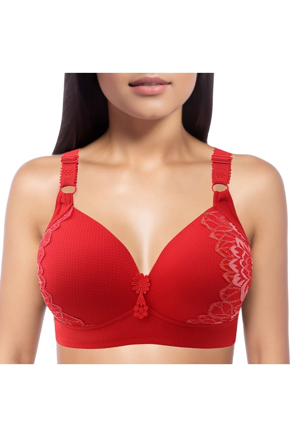 Womens Smooth Light Bra Underwire T-shirt Bra(Red,44)