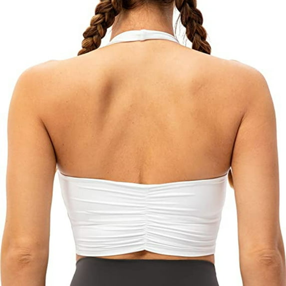 Sngxgn Womens' Sports Bra Longline Wirefree Padded with Medium Support(White,M)