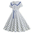 thumbnail image 1 of Sngxgn Womens Summer Dresses Square Neck Lantern Sleeve Tie Backless Ruffle A-Line Casual Dress(Blue,S), 1 of 7