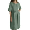 thumbnail image 1 of Sngxgn Womens Summer Dresses Square Neck Lantern Sleeve Tie Backless Ruffle A-Line Casual Dress(Green,XXL), 1 of 5