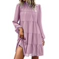 thumbnail image 1 of Sngxgn Womens Summer Dresses Square Neck Lantern Sleeve Tie Backless Ruffle A-Line Casual Dress(Pink,XL), 1 of 3