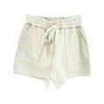 thumbnail image 1 of Sngxgn Womens Summer Shorts Casual Comfy Drawstring Elastic Waist Shorts with Pockets Beach Lightweight Shorts(White,L), 1 of 2