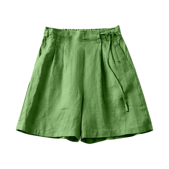 Sngxgn Womens Summer Solid Shorts with Pockets Casual Pants(Green,M)
