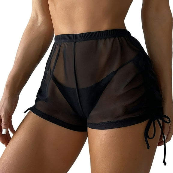 Sngxgn Womens Swim Shorts High Waisted Swimsuit Shorts Women Swim Bottoms(Black,M)