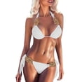 thumbnail image 1 of Sngxgn Womens Swimsuits Two Piece High Waisted Tummy Control Bathing Suits Wrap Bikini Sets(White,M), 1 of 8