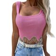 thumbnail image 1 of Sngxgn Womens Tank Top Camisoles with Cotton Design - Trimmed with Flower Lace on Neckline(Pink,XXL), 1 of 8