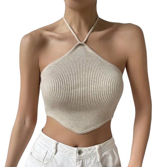 Sngxgn Womens Tank Top Casual Crewneck Spring Sleeveless Shirts Curved Hem Tops(Beige,S)