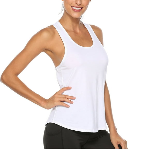 Sngxgn Womens Tank Top Casual Crewneck Spring Sleeveless Shirts Curved Hem Tops(White,M)