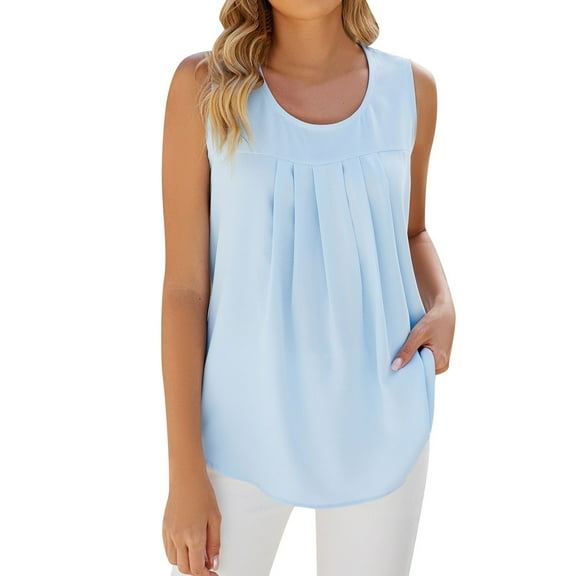 Sngxgn Womens Tank Tops V Neck Summer Sleeveless Ribbed Button Spring Casual Shirts(Blue,XXL)