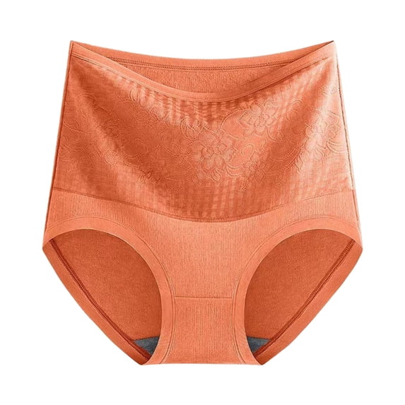 Sngxgn Womens Underwear Cotton Briefs High Waisted Panties(Orange,M)
