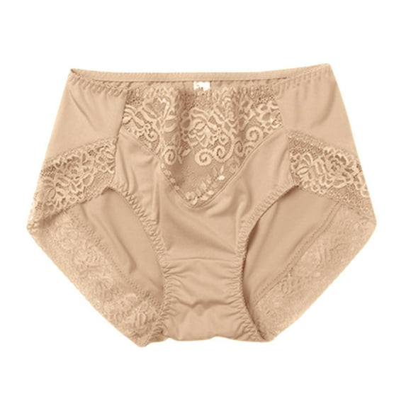 Sngxgn Womens Underwear Lace Panties High Waisted Ladies Brief for Women(Beige,XXL)