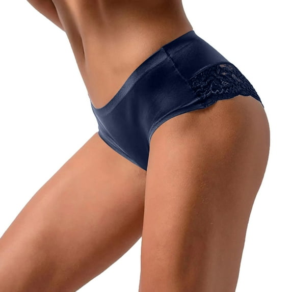 Sngxgn Womens Underwear Seamless Lace Underwear Full Coverage Panties(Blue,XXL)