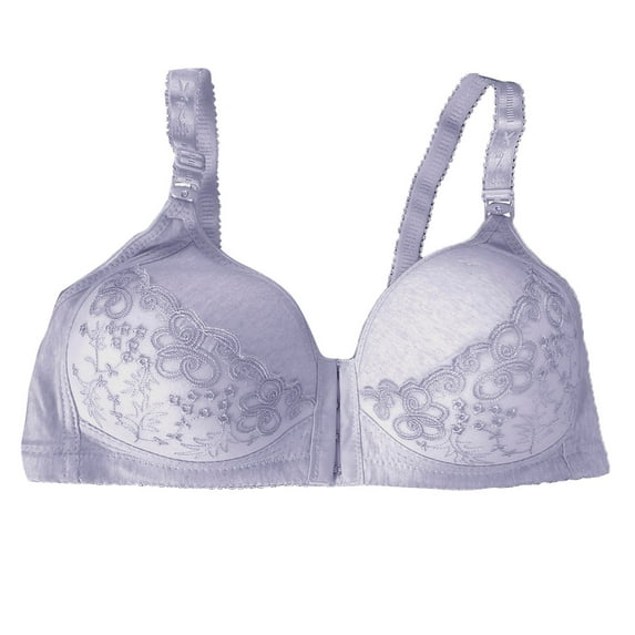 Sngxgn Womens Wireless Bra, Full-Coverage Pullover Stretch-Knit Bra, Smoothing T-Shirt Bra(Purple,44)