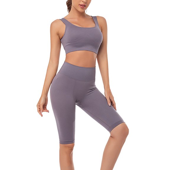 Sngxgn Yoga Set Fitness Sports Set Workout Clothes For Women Gym Set Womens Outfits Suit For Fitness Crop Top+Leggings Women Tracksuit(Rose Gold,L)