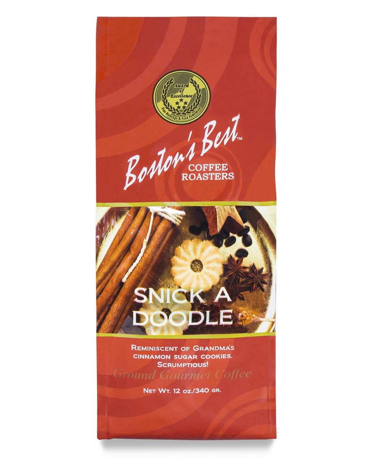 Snick A Doodle Ground Gourmet Coffee by Bostons Best for Unisex - 12 oz Coffee