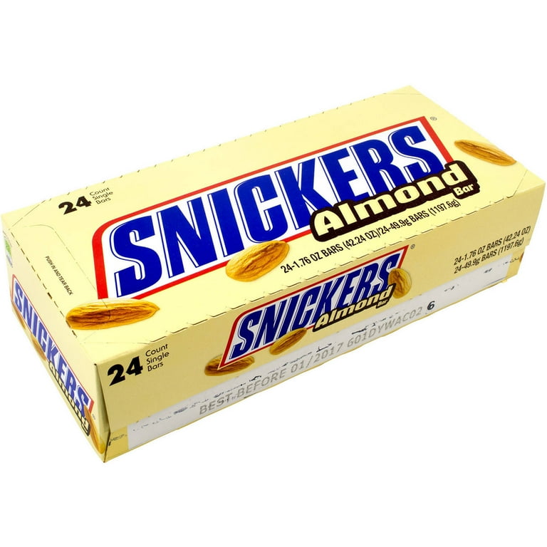 Snickers Almond Bars, 1.76 oz, 24 count - Walmart.com