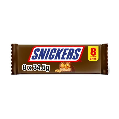 Snickers Caramel Nougat Peanuts & Milk Chocolate Snack Bars Multipack, British Import (Pack of 3)