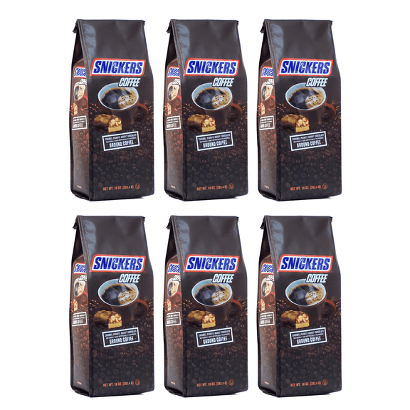 Snickers Caramel Peanut Nougat & Chocolate Ground Coffee - 10 Ounce (Case of 6)
