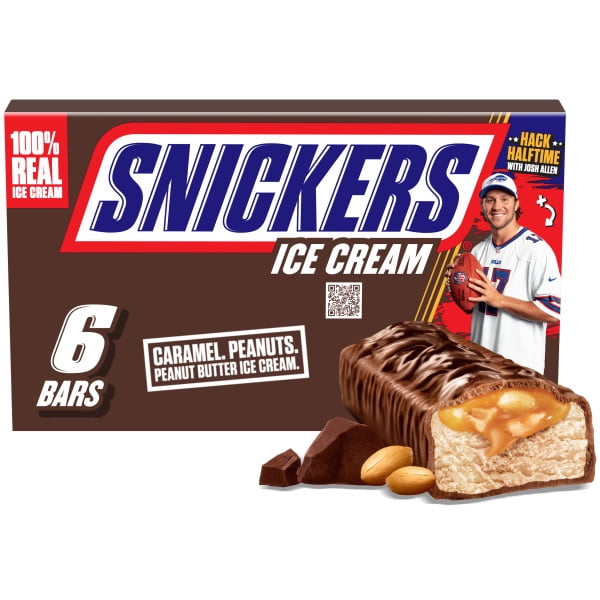 Snickers Creamy Peanut Butter Ice Cream Bars, 12 fl oz, 6 Pack