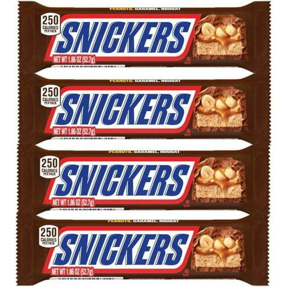 Snickers Full Size Chocolate Candy Bar - 1.86 oz Bar 4 Pack