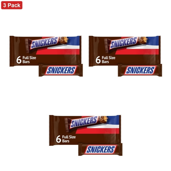 Snickers Full Size Chocolate Candy Bars - 1.86oz/6ct