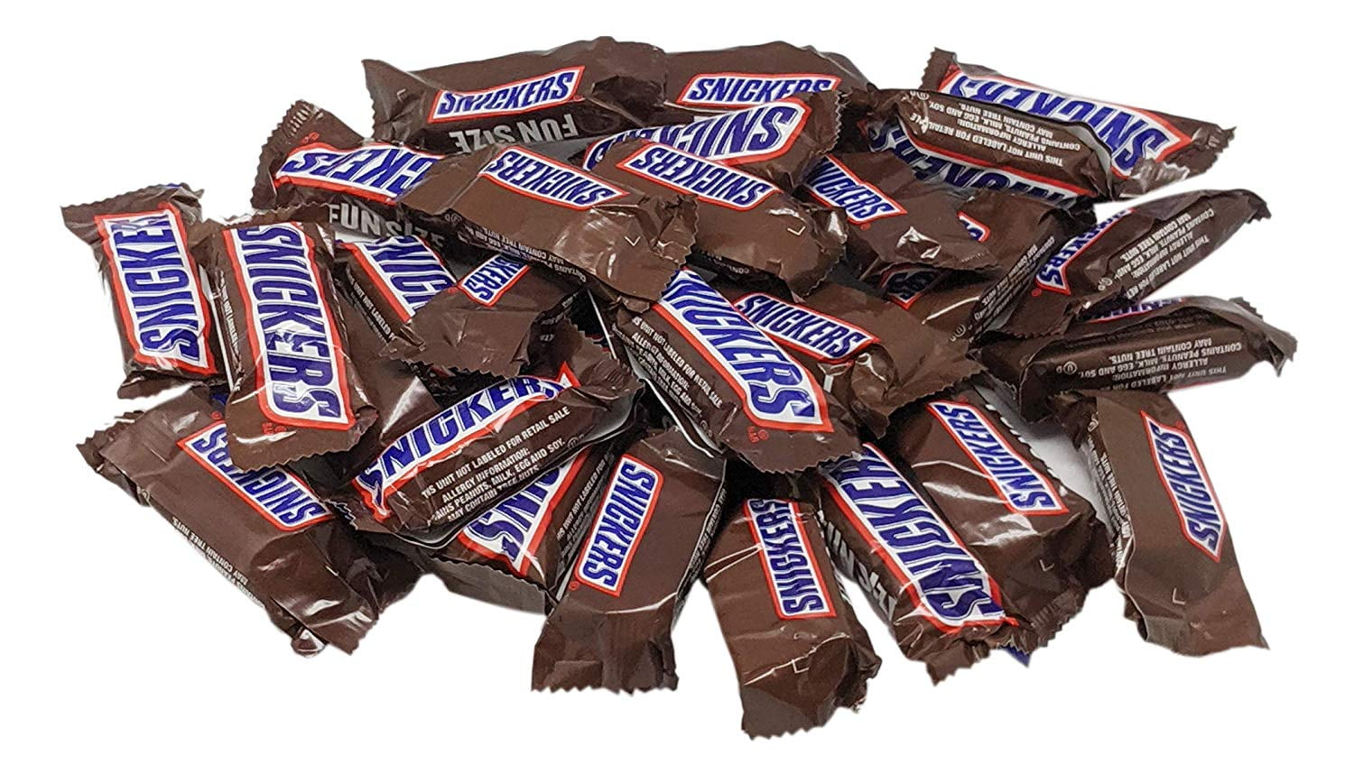 Snickers Fun Size Candy Bars, Individually Wrapped Chocolate Caramel Nougat Candy, Bulk Resealable Bag, 5 lb, Halloween Candy Bulk, Party Supply, Candy Bowl