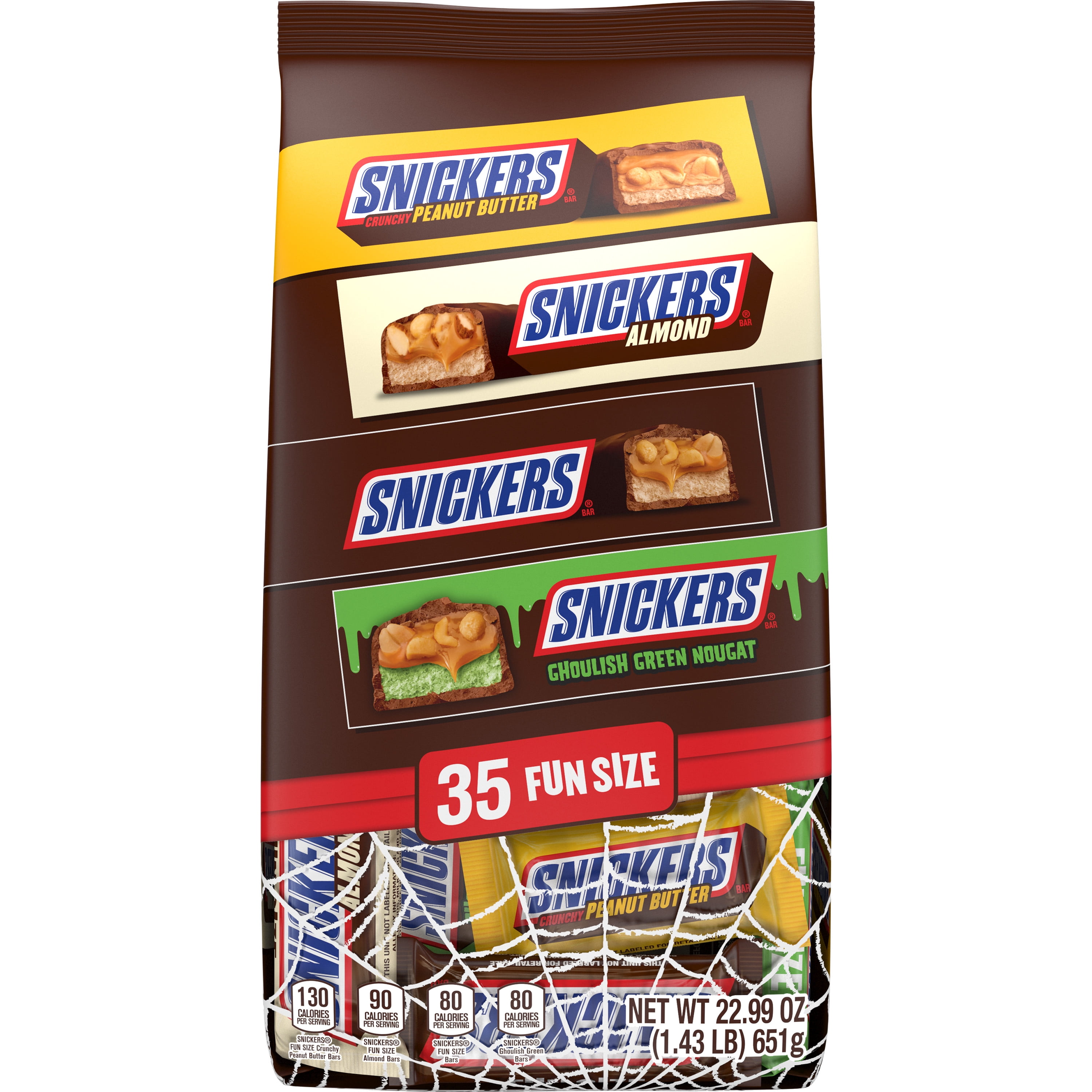 Snickers Fun Size Chocolate Halloween Candy Variety Assortment - 35 Ct Bulk Bag