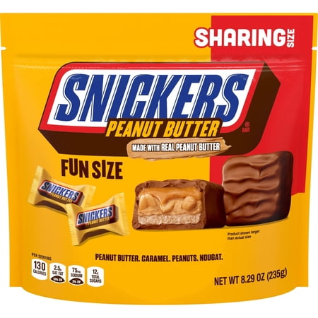 Snickers Fun Size Peanut Butter Chocolate Bars , Sharing Size - 8.29 oz Bag