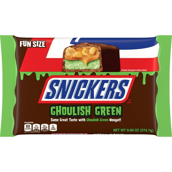 Snickers Ghoulish Green Milk Chocolate Halloween Candy Bars - 9.69 oz Bag