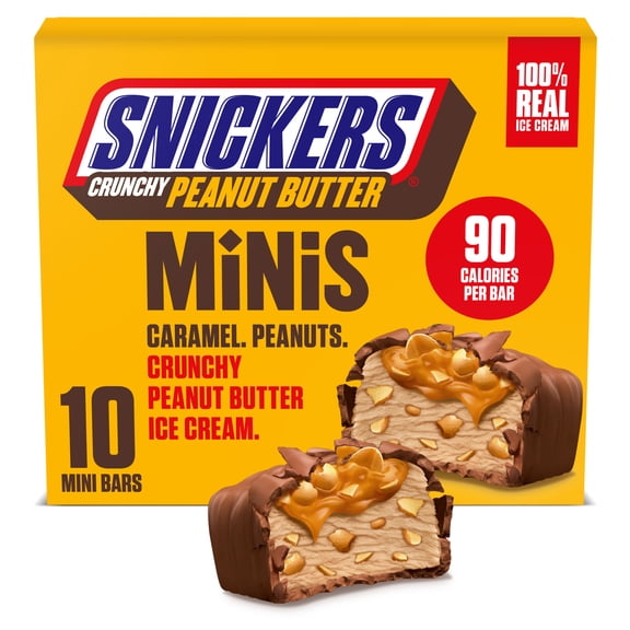 Snickers Minis Crunchy Peanut Butter Ice Cream Bars - 10 Pack Box
