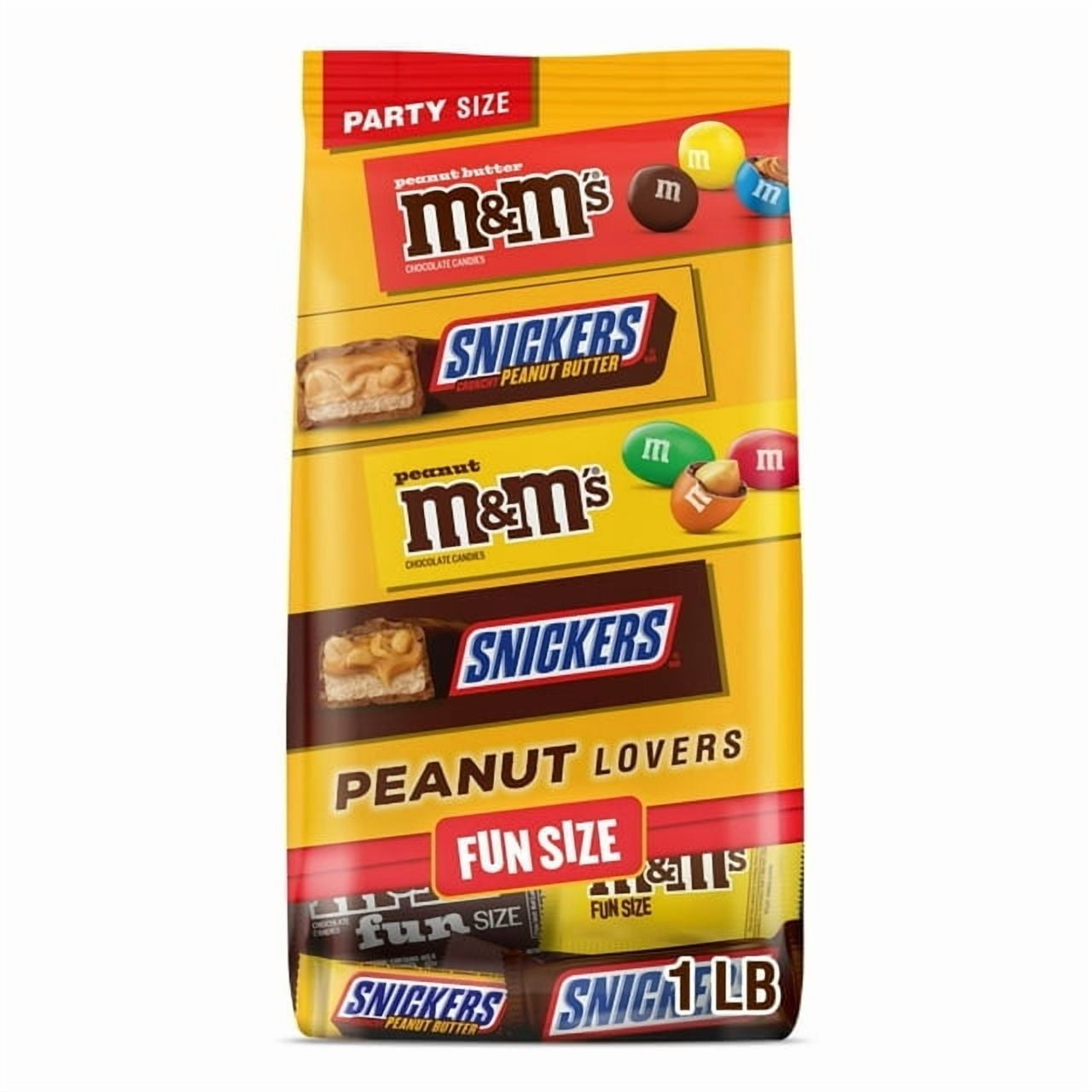 Snickers & M&M's Fun Size Peanut Lover Chocolate Candy Variety Pack - 22.66 oz Bulk Bag