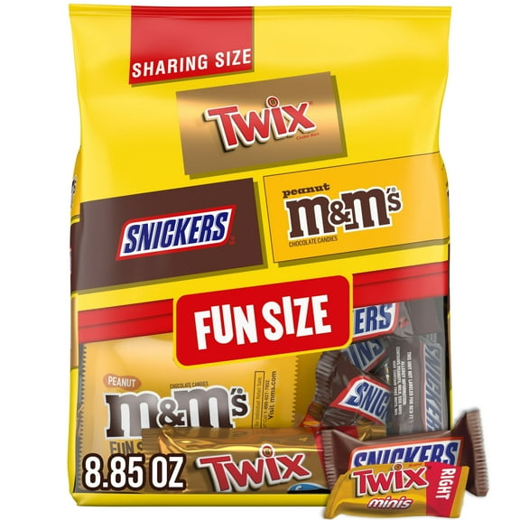 Snickers, M&M's & Twix Chocolate Candy Fun Size Variety Pack, Sharing Size - 8.85 oz Bag pack of 2