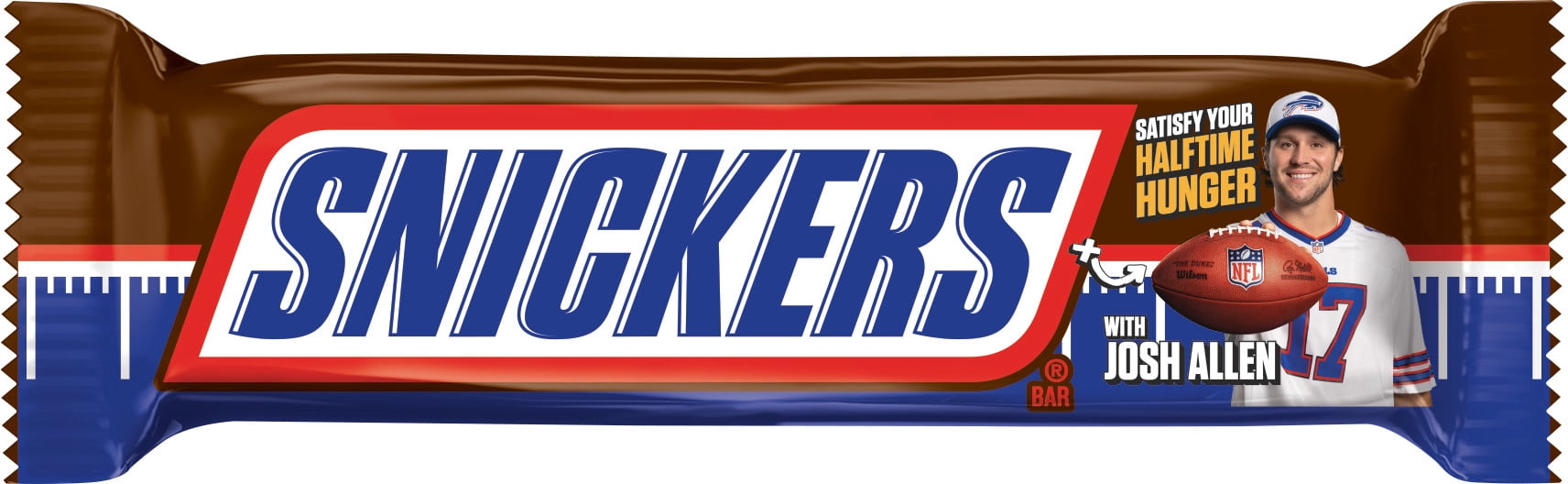 Snickers NFL Football Chocolate Candy Bar, Full Size - 1.86 oz Bar (Packaging May Vary)
